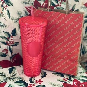 Starbucks Pink studded holiday cup 2019